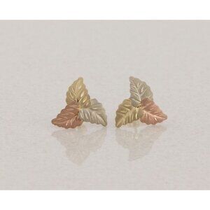 14k Yellow Gold Rose Gold White Gold Leaf Earrings Stud Post Earrings 1/2"